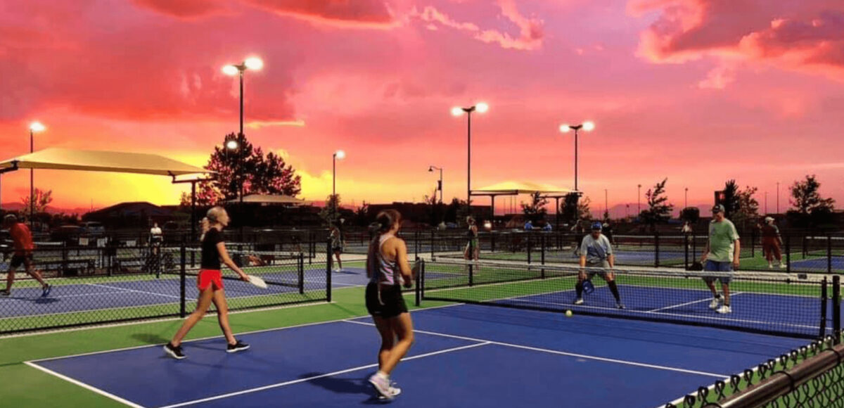 Pickleball Team Play at dusk