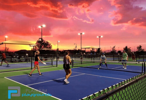 Pickleball Team Play at dusk